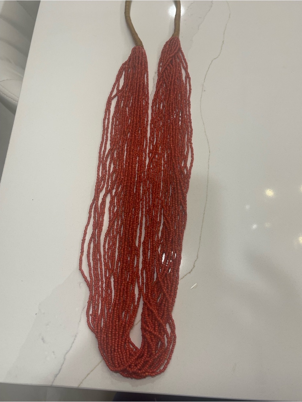 Handmade Multi-Strand Red Seed Bead Necklace - Women's Jewelry
